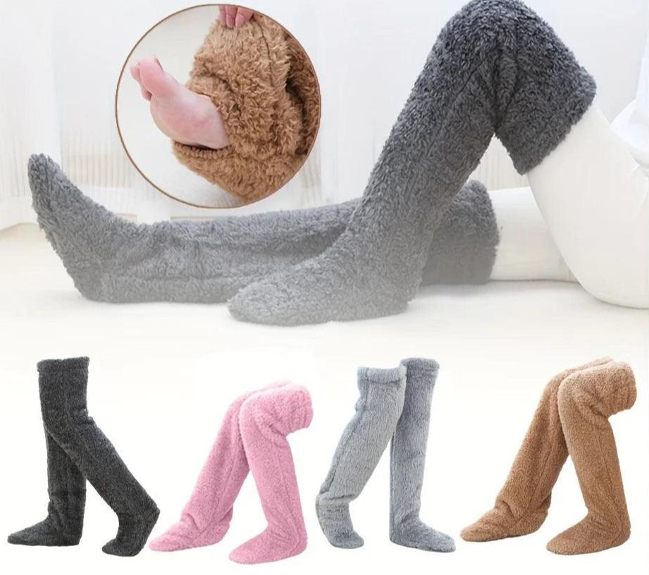 Leg Warmers Storing Winter Fluffy Warm Leg Cover Home over Knee Socks Thick Koolo Leg Warmers Bed Long Socks Warm Socks